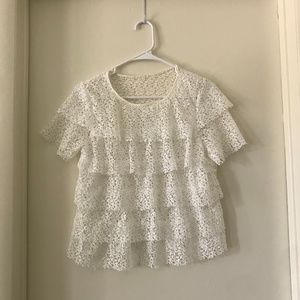 White Lace Floral Top Size S